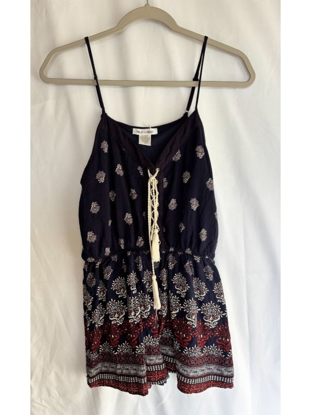 Miley & Molly navy boho print romper